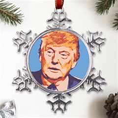 Orange Donald Trump Metal Large Snowflake Ornament by vintagetrump