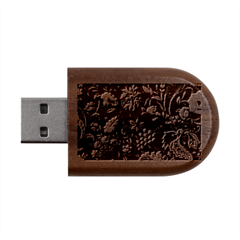 Pattern Flowers Plants Leaves Wood Oval Usb Flash Drive by Posterlux