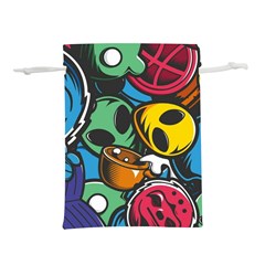 Funky Alien Pattern Abstract Colourful Drawing Lightweight Drawstring Pouch (l) by Posterlux