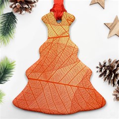 Abstract Texture Of Colorful Bright Pattern Of Transparent Leaves Of Orange And Yellow Color Christmas Tree Ornament (two Sides) by Posterlux