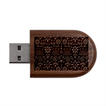 Mexican Folk Art Seamless Pattern Colorful Wood Oval USB Flash Drive USB