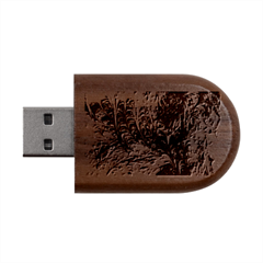 Blue Feathers And Flames Wood Oval Usb Flash Drive by kaleidomarblingart