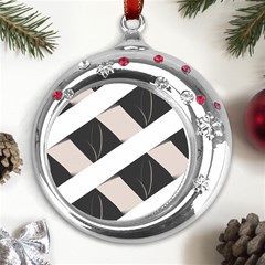 A Minimalist Pattern With Simple Lines And Shapes, Creating A Clean And Modern Aesthetic 07 Metal Snowflake Red Crystal Round Ornament by myclothy