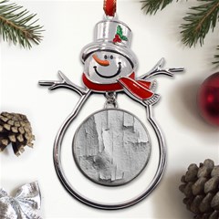 Wall With Cracked White Paint Texture Metal Snowman Ornament by dflcprintsclothing