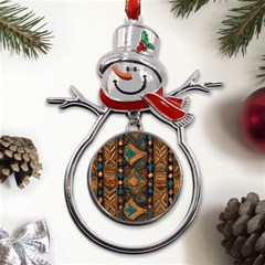 Tribal Chic Metal Snowman Ornament by pollyparadiseartshop