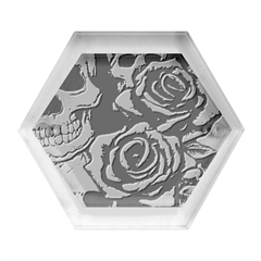 Roses And Skulls Hexagon Wood Jewelry Box by pollyparadiseartshop