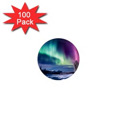 Northern Lights Aurora Night Nature 1  Mini Magnets (100 Pack)  by Posterlux