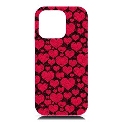 Valentines Day Hearts Pattern Love Red Iphone 16 Pro Max Black Uv Print Pc Hardshell Case by Maspions