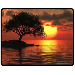 Sunset Nature Sea Dusk Landscape Fleece Blanket (medium) by Salmanaz77