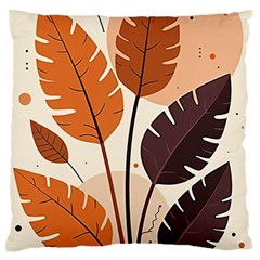 Leaves Boho Monster Nature Large Premium Plush Fleece Cushion Case (two Sides) by Salmanaz77