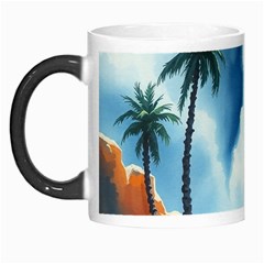 Delicate Watercolor Painting Surreal Oasis Scene With Intense Dramatic Lighting Morph Mug by pollyparadiseartshop