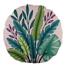 Illustrations Plants Nature Leaves Large 18  Premium Flano Round Cushions by Salmanaz77