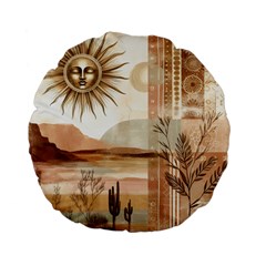 Abstract Sun Boho Bohemian Design Standard 15  Premium Flano Round Cushions by Salmanaz77