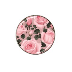 Pink Roses Hat Clip Ball Marker by pollyparadiseartshop