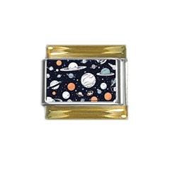 Space Galaxy Universe Stars Sky Gold Trim Italian Charm (9mm) by Paksenen