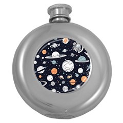 Space Galaxy Universe Stars Sky Round Hip Flask (5 Oz) by Paksenen