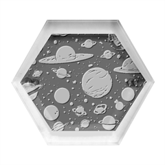 Space Galaxy Universe Stars Sky Hexagon Wood Jewelry Box by Paksenen