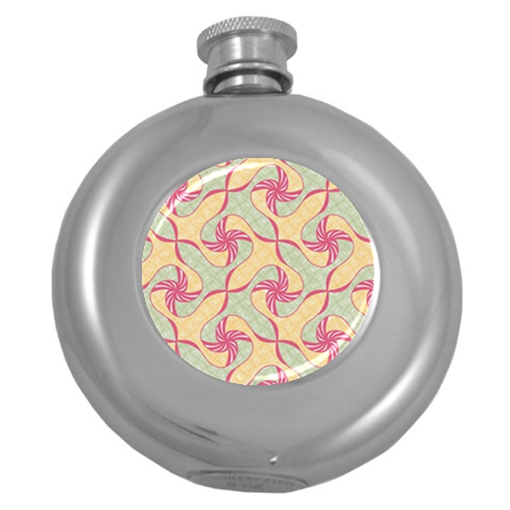 Abstract Pattern Design Scrapbooking Round Hip Flask (5 oz)