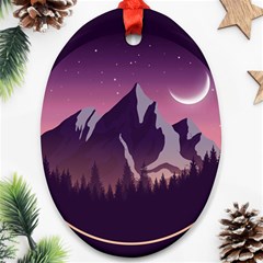 Mountain Night Crescent Moon Oval Ornament (two Sides) by Bedest