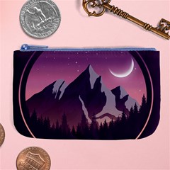 Mountain Night Crescent Moon Large Coin Purse by Bedest