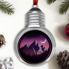 Mountain Night Crescent Moon Metal Light Bulb Shape Ornament by Bedest