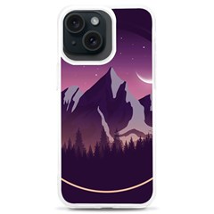 Mountain Night Crescent Moon Iphone 15 Plus Tpu Uv Print Case by Bedest