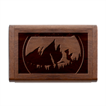 Mountain Night Crescent Moon Wood Oval USB Flash Drive Box