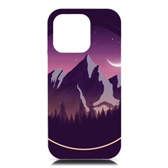 Mountain Night Crescent Moon Iphone 16 Pro Max Black Uv Print Pc Hardshell Case by Bedest