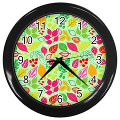 Flower Flora Floral Nature Pattern Seamless Wall Clock (black) by Bedest