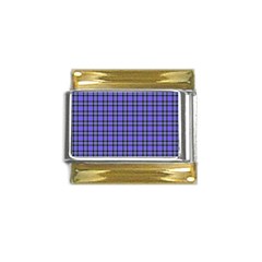 Blue Tartan Plaid 1 Gold Trim Italian Charm (9mm) by dressshop