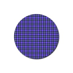 Blue Tartan Plaid 1 Rubber Round Coaster (4 Pack) by dressshop