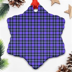 Blue Tartan Plaid 1 Snowflake Ornament (two Sides) by dressshop