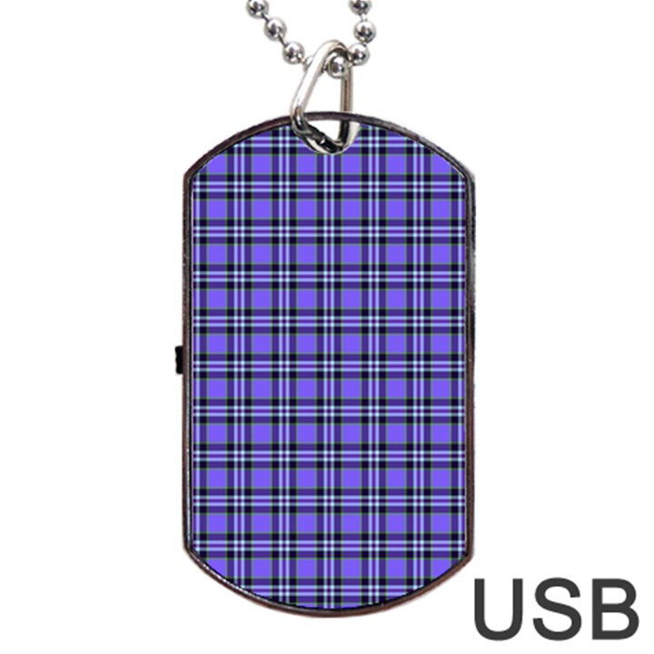 Blue Tartan Plaid 1 Dog Tag USB Flash (Two Sides)