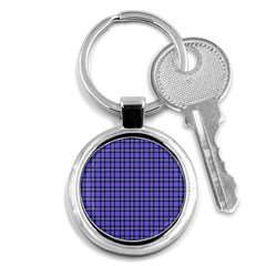 Blue Tartan Plaid 1 Key Chain (round) by dressshop