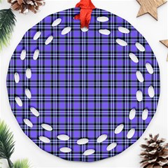 Blue Tartan Plaid 1 Ornament (round Filigree) by dressshop