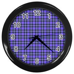 Blue Tartan Plaid 1 Wall Clock (black) by dressshop