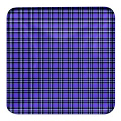 Blue Tartan Plaid 1 Square Glass Fridge Magnet (4 Pack) by dressshop