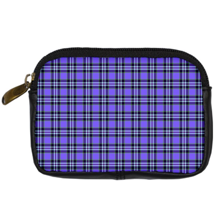 Blue Tartan Plaid 1 Digital Camera Leather Case