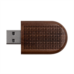 Blue Tartan Plaid 1 Wood Oval USB Flash Drive USB