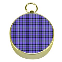 Blue Tartan Plaid 1 Gold Compasses by dressshop