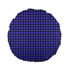 Blue Tartan Plaid 1 Standard 15  Premium Flano Round Cushions by dressshop