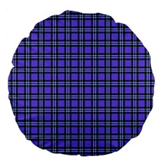 Blue Tartan Plaid 1 Large 18  Premium Flano Round Cushions by dressshop