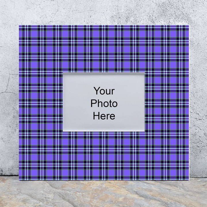 Blue Tartan Plaid 1 White Wall Photo Frame 5  x 7 