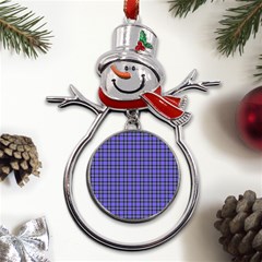 Blue Tartan Plaid 1 Metal Snowman Ornament by dressshop