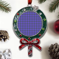 Blue Tartan Plaid 1 Metal X mas Lollipop With Crystal Ornament by dressshop