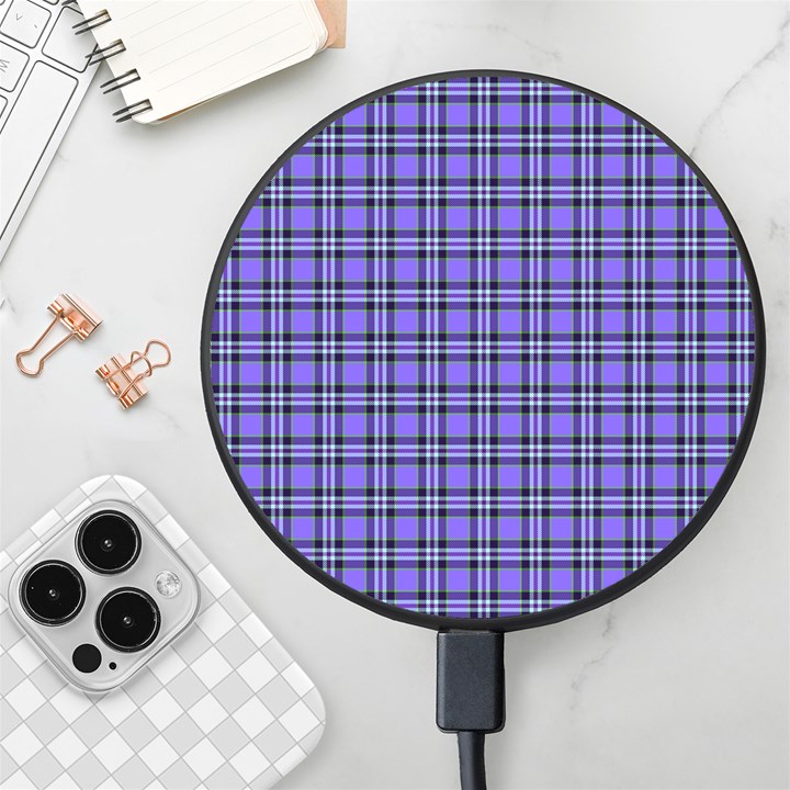 Blue Tartan Plaid 1 Wireless Fast Charger(Black)