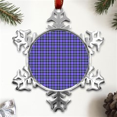 Blue Tartan Plaid 1 Metal Small Snowflake Ornament by dressshop