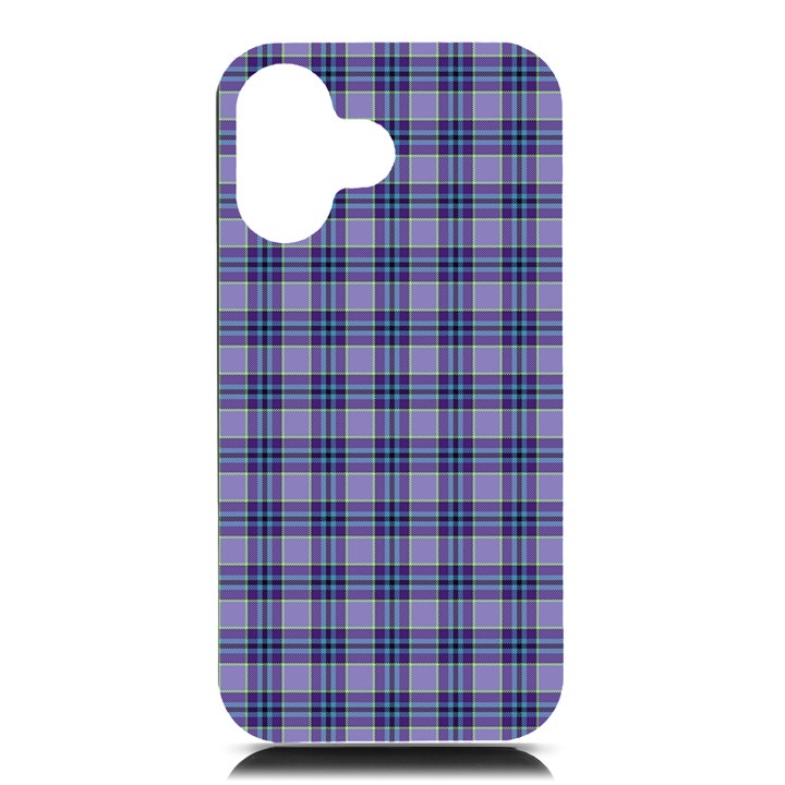 Purple Plaid Tartan 1 iPhone 16 Black UV Print PC Hardshell Case