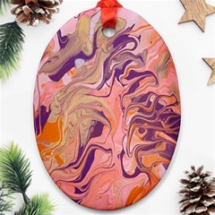 Pink Ribbon Oval Ornament (two Sides) by kaleidomarblingart