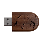 Pink ribbon Wood Oval USB Flash Drive USB